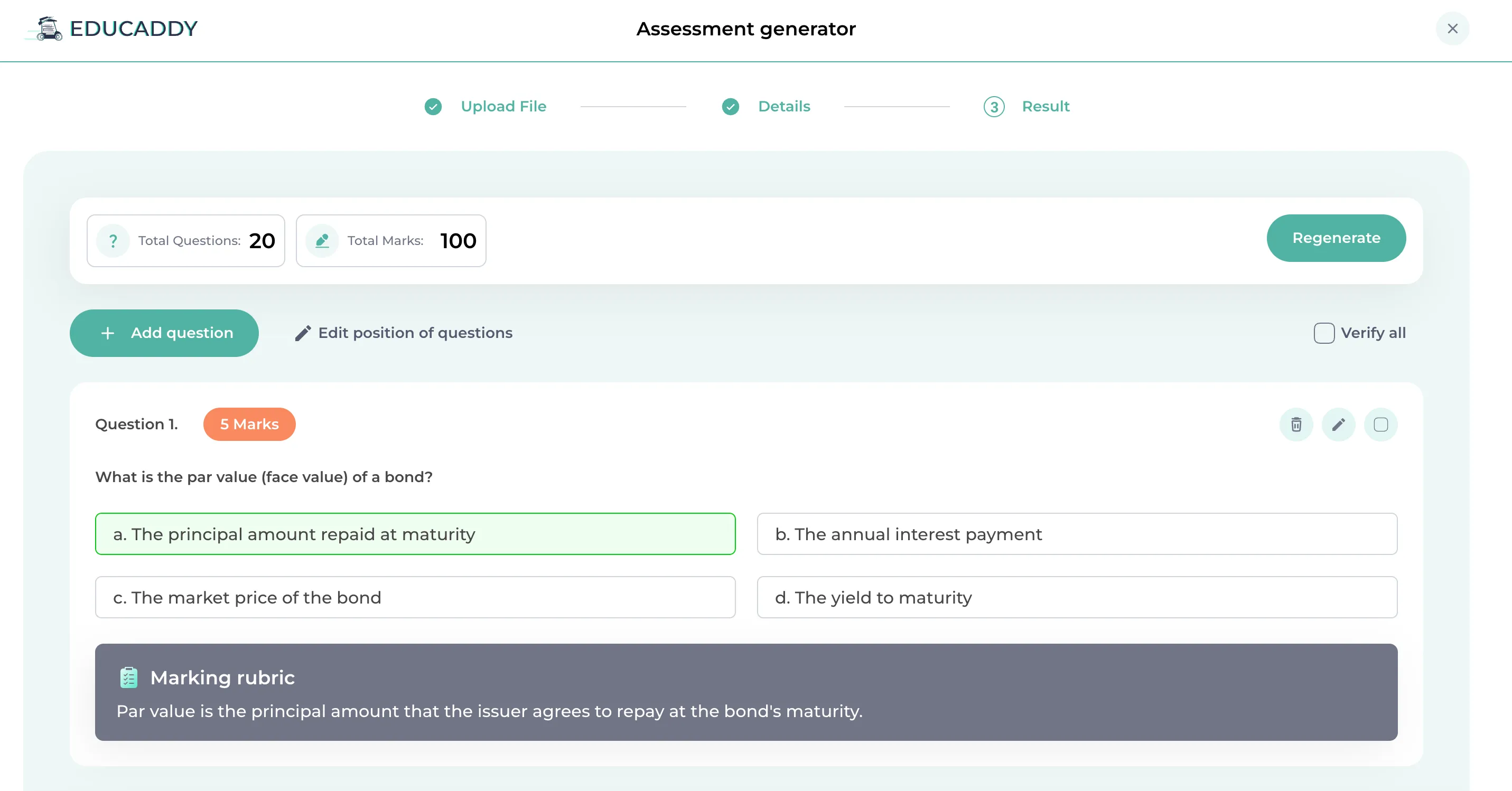 showcase assessment generator